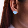 FRANCESCA BIANCHI | 24-karat gold-plated stop-gap earrings with light blue enamelled hearts | light blue heart stud earrings