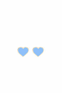 FRANCESCA BIANCHI | 24-karat gold-plated stop-gap earrings with light blue enamelled hearts | light blue heart stud earrings