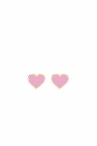 FRANCESCA BIANCHI | 24-karat gold-plated stop-gap earrings with pink enamelled hearts | pink heart stud earrings