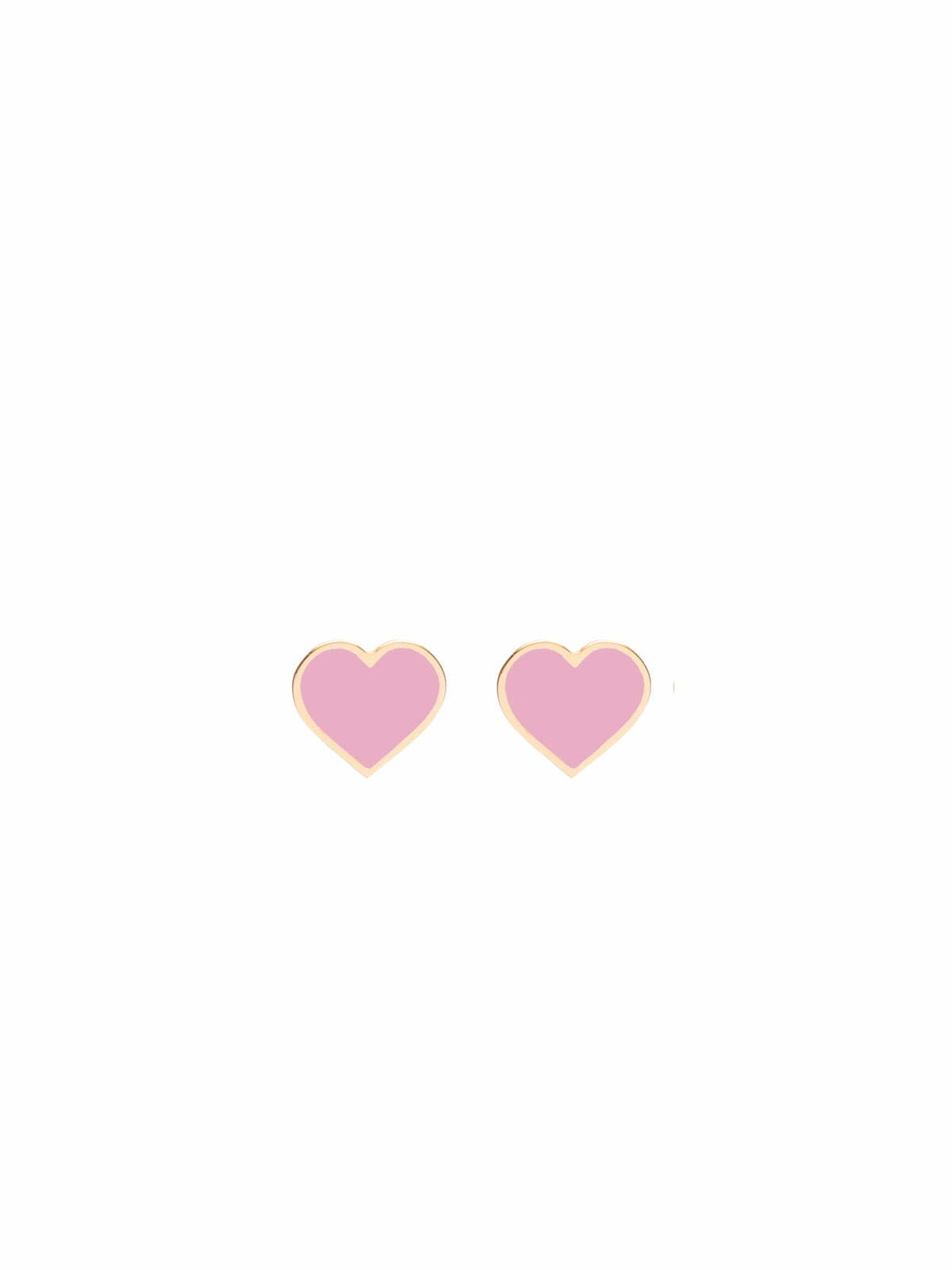 FRANCESCA BIANCHI | Mit 24 Karat vergoldete Ohrstecker mit rosa emaillierten Herzen | rosafarbene Herz-Ohrstecker