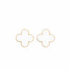 FRANCESCA BIANCHI | 24-karat gold-plated stop-gap earrings with white enamelled four-leaf clovers | white quaterfoil earrings