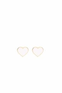 FRANCESCA BIANCHI | 24-karat gold-plated stop-gap earrings with white enamelled hearts | white heart stud earrings