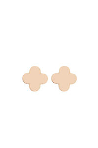 FRANCESCA BIANCHI | 24-karat gold-plated stop-gap earrings with beige enamelled four-leaf clovers | beige quaterfoil earrings