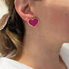 FRANCESCA BIANCHI | 24-karat gold-plated stop-gap earrings with pink enamelled hearts | fuchsia heart stud earrings