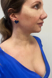 FRANCESCA BIANCHI | 24-karat gold-plated stop-gap earrings with royal blue enamelled hearts | cobalt blue heart earrings