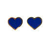FRANCESCA BIANCHI | 24-karat gold-plated stop-gap earrings with royal blue enamelled hearts | cobalt blue heart earrings