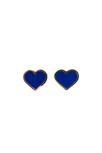 FRANCESCA BIANCHI | 24-karat gold-plated stop-gap earrings with royal blue enamelled hearts | cobalt blue heart earrings