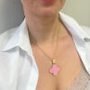 FRANCESCA BIANCHI | 24-karat gold-plated necklace | pink quatrefoil necklace