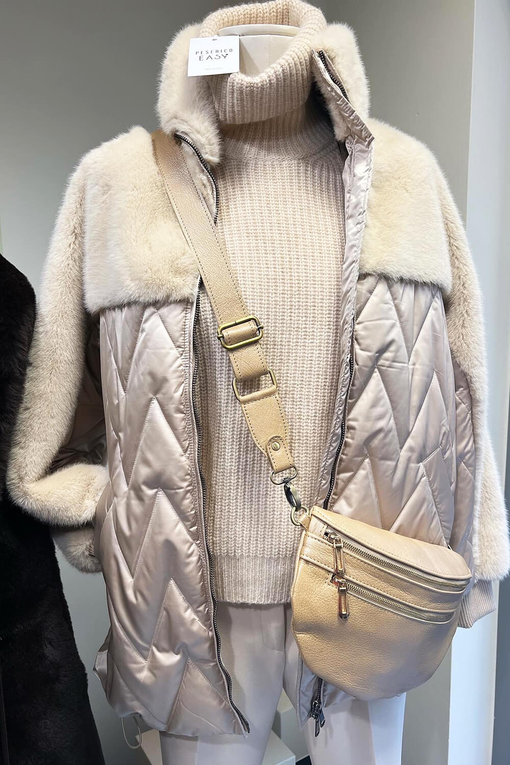 FUNK off white fake fur and puffer jacket