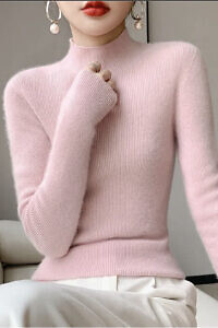 dusty pink premium quality 100% merino ribbed turtleneck sweater BEATE