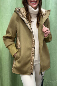 FUNK camel colored wool and puffer jacket with hood