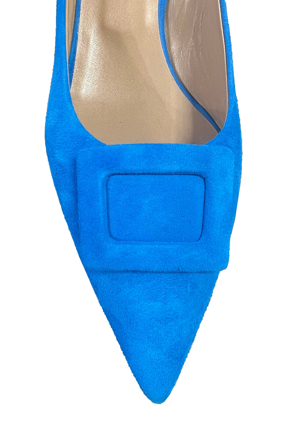 GIOVANNA GRAZZINI Azur blue suede leather pumps with buckle CICLADI