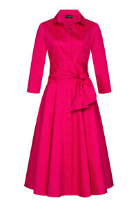 MARIANNA DÉRI | fuchsia pink shirt dress in midi length with tie belt
