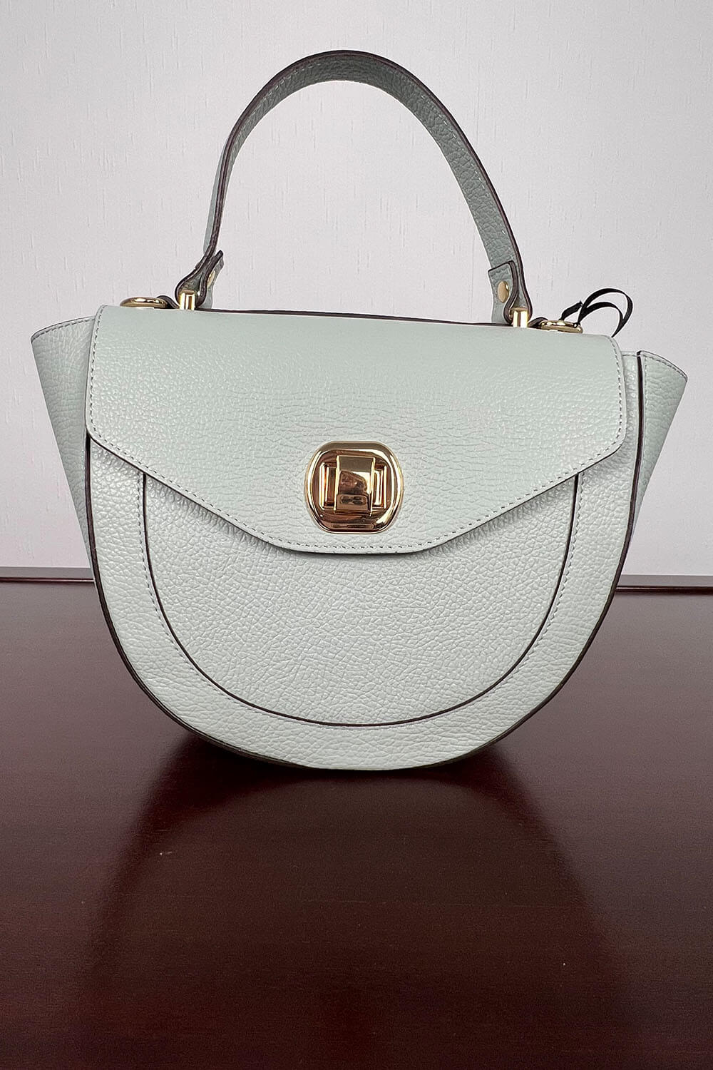 GIANNI NOTARO | medium sized acqua colored genuine tanned leather bag MIA