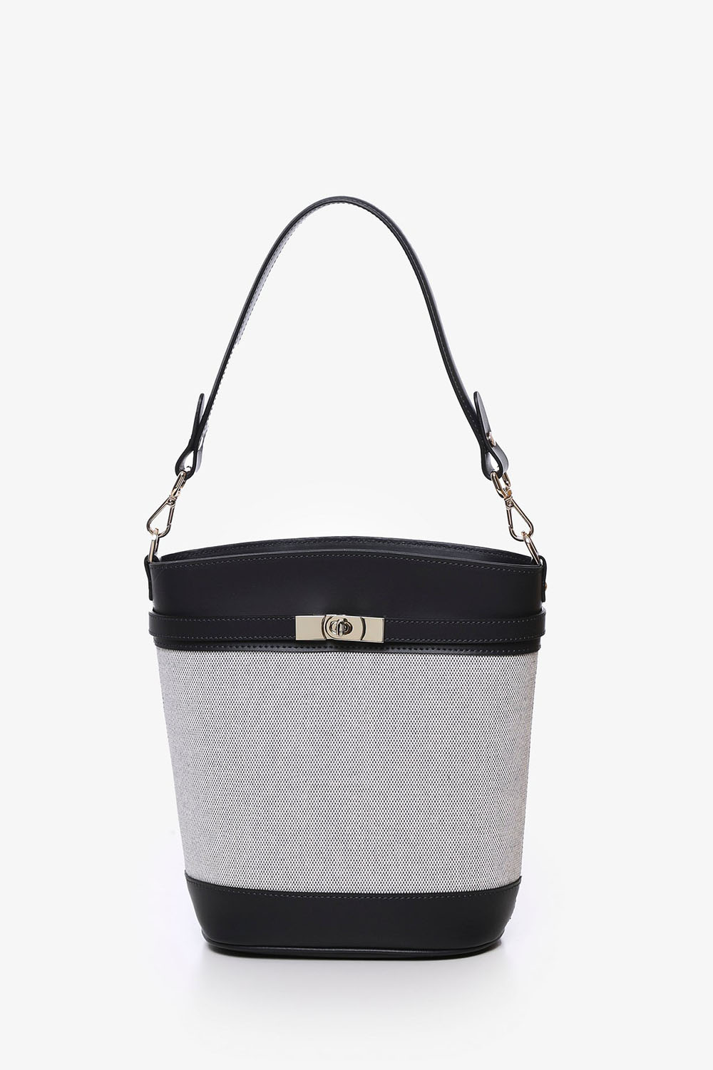 GIANNI NOTARO | medium sized dark blue leather and linen shoulder bag FRANCIS